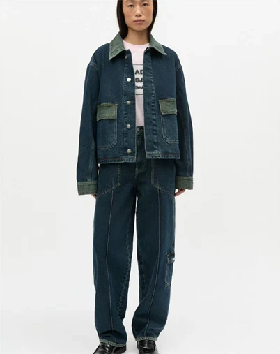 Mads Nørgaard - Double Denim Pam Jeans - Blue/Green Dye